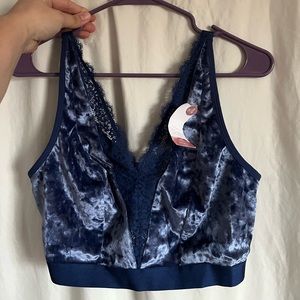 Lane Bryant blue velvet bralette